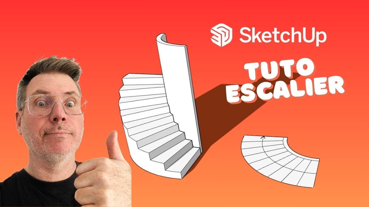 SketchUp : Modéliser un escalier hélicoïdal quart tournant (technique PRO & rapide)
